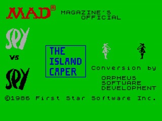 Spy Vs Spy II: The Island Caper [Hi-Tec] title screen for ZX Spectrum